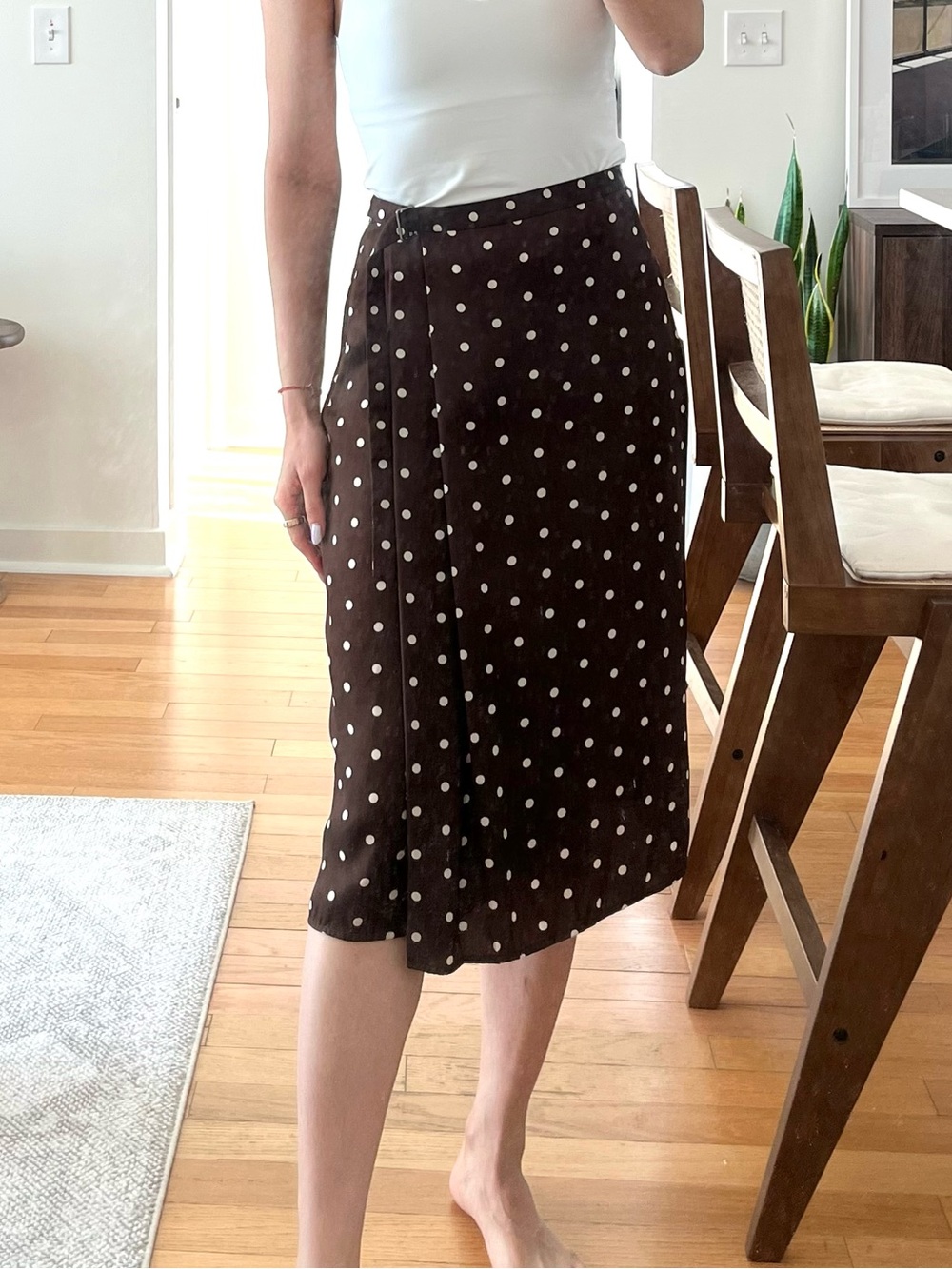 NW/OT Banana Republic Brown Polka Dot Midi Skirt